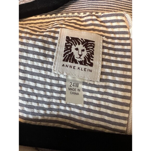 Anne Klein Women Sleeveless Seersucker Dress Blue White Pinstripe Belted Size 24 - Picture 10 of 11